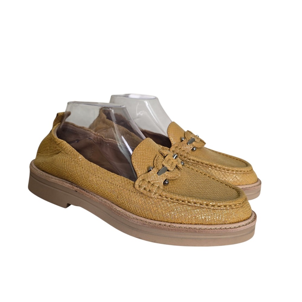 Donald Pliner Lomma Yellow Snake Embossed Leather Loafers Womens 10M Lite Lux